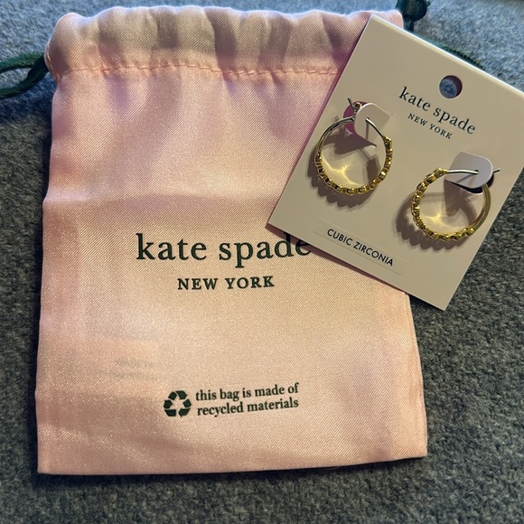 Kate Spade Full Circle Gold Hoops with Cubic Zirconia. NWT & Dustbag - Picture 5 of 7